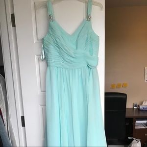 Long teal prom dress